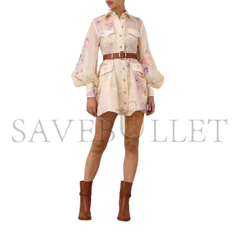 ZIMMERMANN FLORAL-PRINT BELTED MINI DRESS 5153DF251